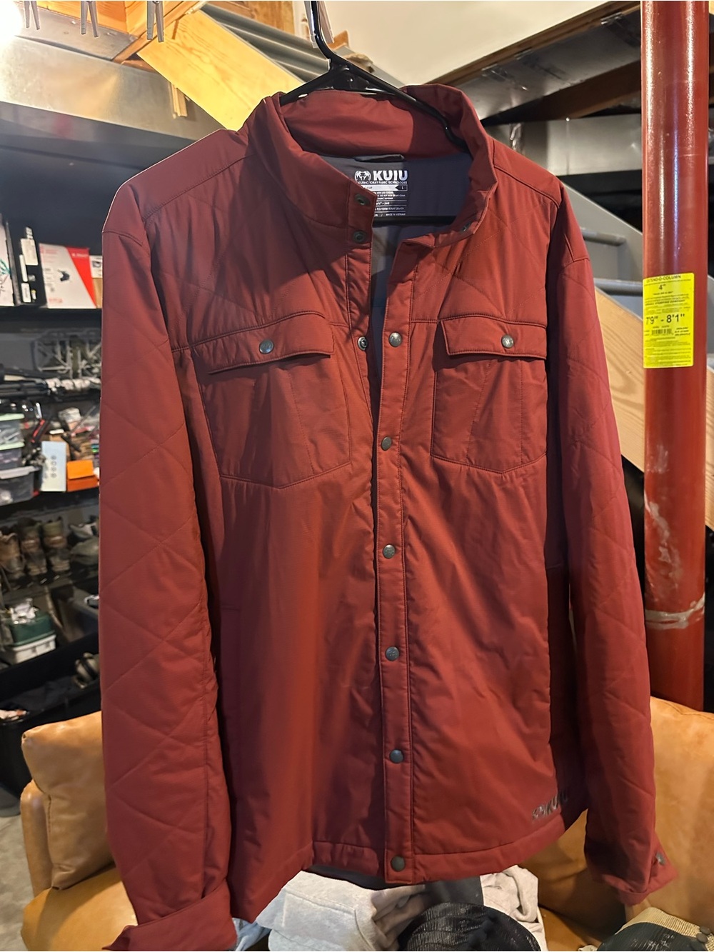 KUIU Base Camp Insulated Snap shirt Men's Rust Red Quilted Lightweight Jacket